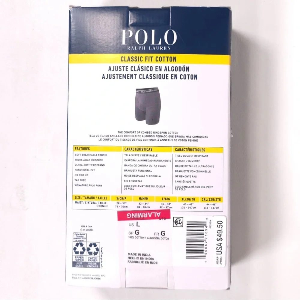 POLO RALPH LAUREN Men’s 3‎ PACK Classic Fit Cotton Boxer Briefs